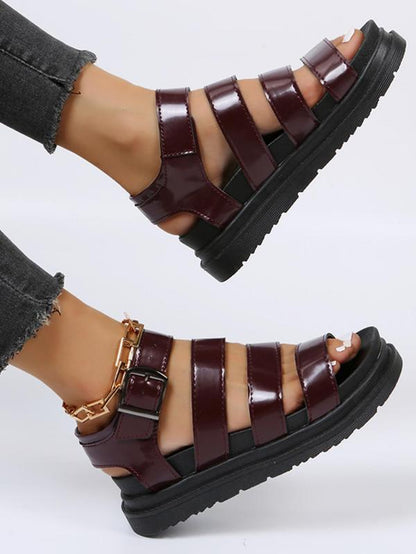 Summer Outfits 2024 Women'S Fashionable Plain Color Platform Sandals, Casual Summer Beach Vacation Outdoor Sandals, Buckle Design Sandals for Daily Used