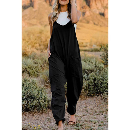 Double Take V-Neck Sleeveless Jumpsuit with Pocket